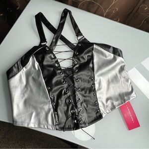 NWT Curve Lace Up PU Halter Top